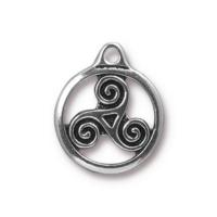 TierraCast Pewter Antique Silver Plated 19.4x16mm Celtic Triskele Charm