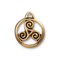 TierraCast Pewter Gold Plated 19.4x16mm Celtic Triskele Charm