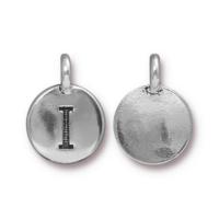 TierraCast Pewter Silver Plated Alphabet Charm, Letter I
