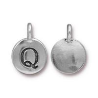 TierraCast Pewter Silver Plated Alphabet Charm, Letter Q