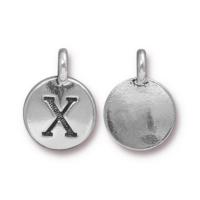 TierraCast Pewter Silver Plated Alphabet Charm, Letter X