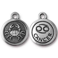 TierraCast Pewter Silver Plated Zodiac Charm, Cancer