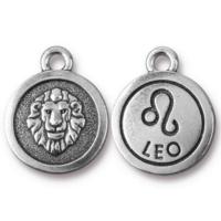TierraCast Pewter Silver Plated Zodiac Charm, Leo