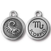 TierraCast Pewter Silver Plated Zodiac Charm, Scorpio