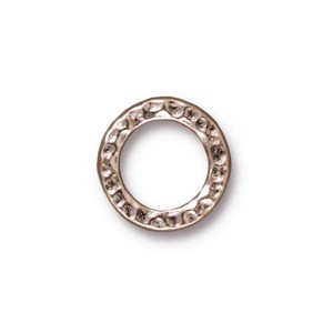 TierraCast Pewter Bright Rhodium Plated 13mm Med Hammertone Ring Link x1