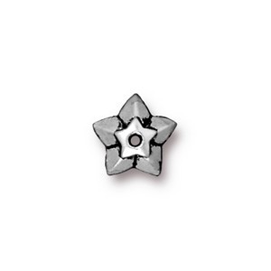 TierraCast Pewter Antique Silver Plated 8mm Star Bead Cap x1