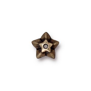 TierraCast Pewter Brass Oxide 8mm Star Bead Cap x1