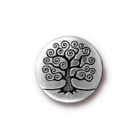 TierraCast Tree of Life Button, 15.5mm Antique Silver Plated x1