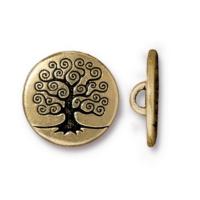 TierraCast Tree of Life Button, 15.5mm Antiqued 22kt Gold Plated x1