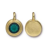 Tierracast Swarovski Birthstone Stepped Bezel Charms - 12mm, Gold Plated - Emerald (May)
