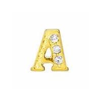 Floating Living Locket Charms, Crystal Rhinestone Gold Alphabet Letter A