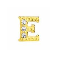 Floating Living Locket Charms, Crystal Rhinestone Gold Alphabet Letter E