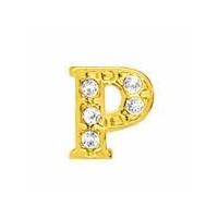 Floating Living Locket Charms, Crystal Rhinestone Gold Alphabet Letter P