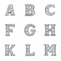 Floating Living Locket Charms, Crystal Rhinestone Silver Alphabet Full Set of Letters A-Z (26pc)