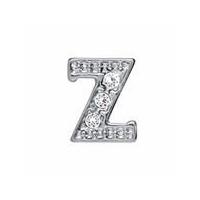 Floating Living Locket Charms, Crystal Rhinestone Silver Alphabet Letter Z