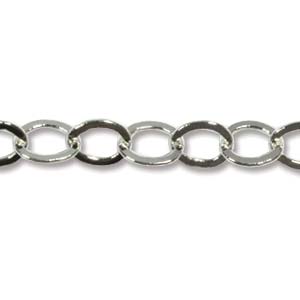Silver Base Metal Flat Cable Chain Link 5.4x5.3mm x1ft - 30cm