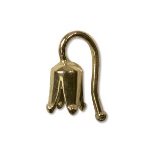 Pure Brass ~ Anti Tarnish ~ Pinch End Hook Cap (3mm Cord) x1