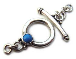 BALI Sterling Silver Ornate Turquoise Toggle