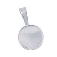 Sterling Silver 12mm Round Bezel Mount Pendant Setting with bail x1