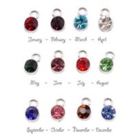 Birthstone Cup Bezel Crystal Charms - 5.8mm, Silver Tone Alloy - Full Set.