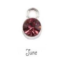 Birthstone Cup Bezel Crystal Charms - 5.8mm, Silver Tone Alloy - June, Alexandrite