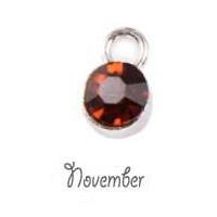 Birthstone Cup Bezel Crystal Charms - 5.8mm, Silver Tone Alloy - November, Topaz (lighter than current photo)