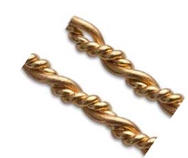 Raw Brass 1.8mm Twisted Patterned Wire - 15g per half ft - 15cm 