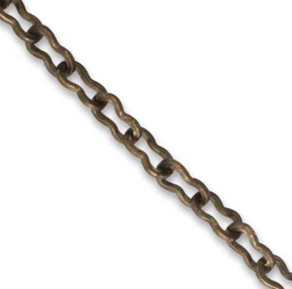 Vintaj Natural Brass 4.5mm (7.2x4) Flat Ornate Chain (open link) per half foot