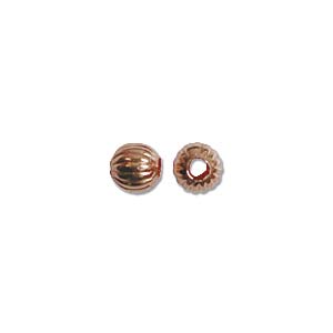 Pure 100% Copper 4mm Round Corrugated Beads x50