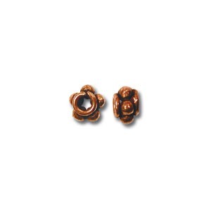 Deadstocked Pure Copper Bali Styled 4mm Saturn Spacer Beads x10