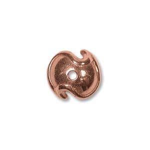 Pure Copper Wave Style 9mm Bead Cap  x1