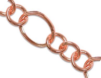 Pure 100% COPPER 18x15mm Large Mixed Link Chain per ft - 30cm