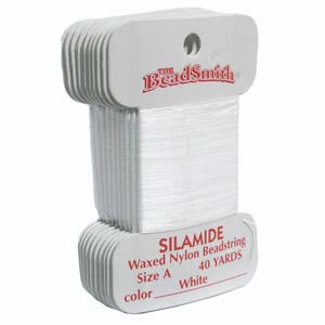 Silamide Waxed Nylon Beading Thread - White 40 yds