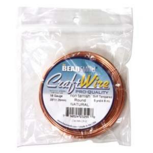 Beadsmith Jewellery Wire 16ga Natural Copper 5yd Spool
