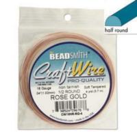 Beadsmith Half Round Wire 18ga Rose Gold per 4yd Coil