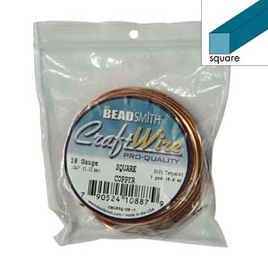 Beadsmith Square Jewellery Wire 18g Natural Copper per 7yd Coil