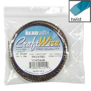 Beadsmith Square Twist Wire 18ga Vintage Bronze per 8ft Coil