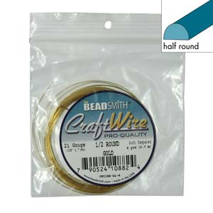 Beadsmith Half Round Wire 18ga Gold per 4yd Coil