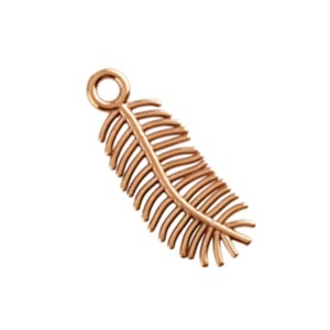 Pure 100% Copper 20.6x8.3mm Feather Charm Pendant x1