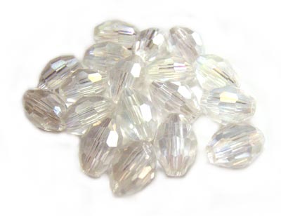Firepolished Glass Olive Beads 8x6mm Crystal AB (72pc approx)