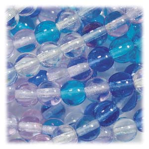 Czech Glass Beads Round Druk 4mm Carribean Blue Mix x100