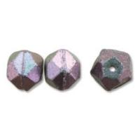 Czech Glass Antique English Cut Beads - 10mm Polychrome Deep Purple x1 Strand (15pc)