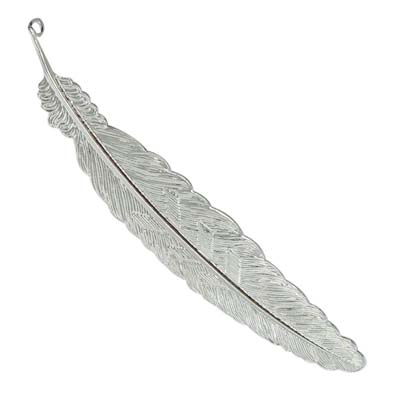 Bookmark for Beading - Brass Feather 114x24mm Silver