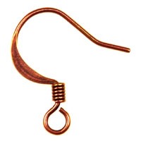 Trinity Brass Antique Copper French Hook Earring Flat Wire with Coil x1pr
