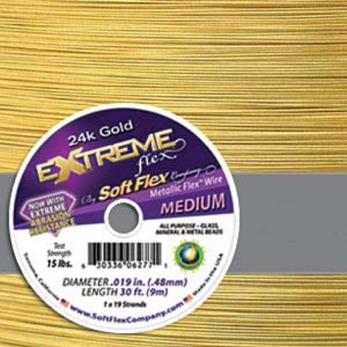 Extreme 24k Gold Soft Flex 19 Strand Wire .019 10ft / 3.05m medium