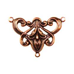 Trinity Brass Antique Copper 30x20mm Art Nouveau Connector x1