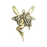 Trinity Brass Antique Gold 25x17mm Small Fairy Drop East Facing x1