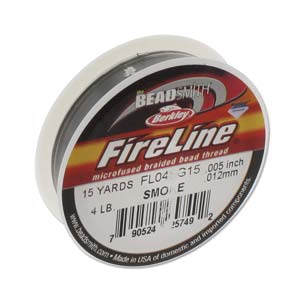 FireLine Braided Bead Thread .005 in/0.12mm diameter 4LB 15yd, Smoke