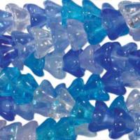 Czech Glass Flower Bell Beads 8/6mm Carribean Blue x10pc