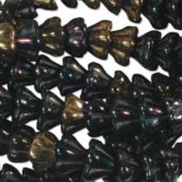 Czech Glass Flower Bell Beads 8/6mm Heavy Metals x10pc